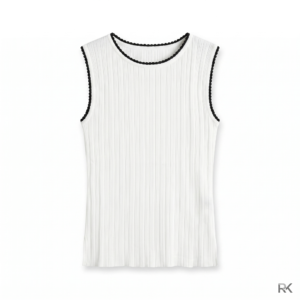 White & Black Detail Top