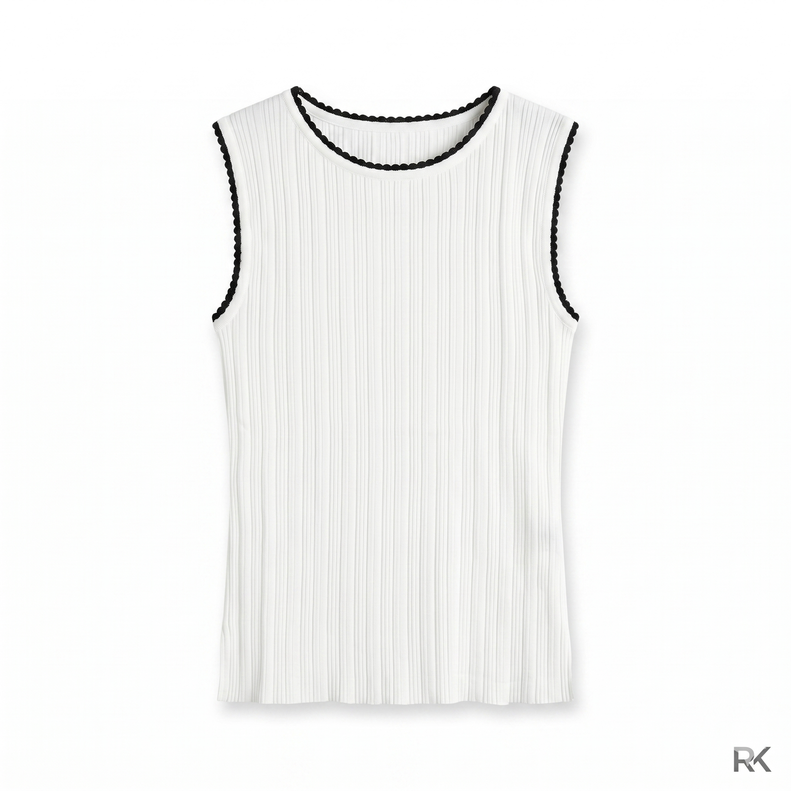 White & Black Detail Top